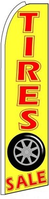 Tires Sale Red Orange Flutter Swooper Flag Advertising Sign 3  Wide Banner Only