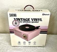 Vintage Style Vinyl Retro Wireless Portable Bluetooth Speaker Pink