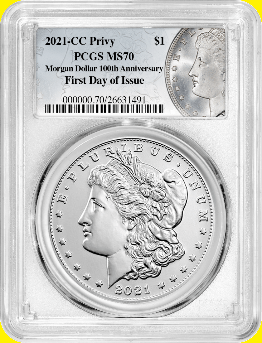 2021 CC MORGAN Silver Dollar PCGS MS 70 FIRST Day Issue FDOI