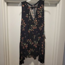 Free People Snap Out Of It Dress Navy Sz Small Floral Flowing Travel Swing