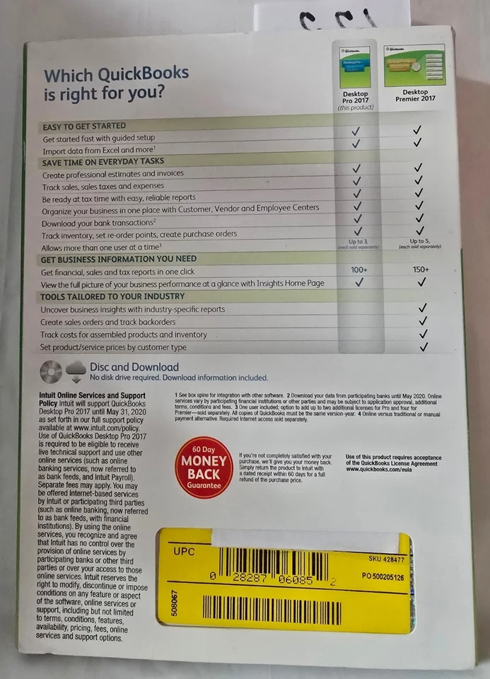 Quickbooks Pro 2017 Desktop For Windows Intuit Full US/English Retail Version - Image 2 of 4