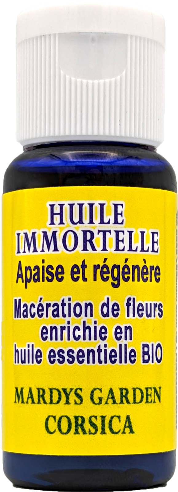 Huile d'immortelle Corse 15ml. Macérât de fleurs BIO Corse. Apaise et Régénère