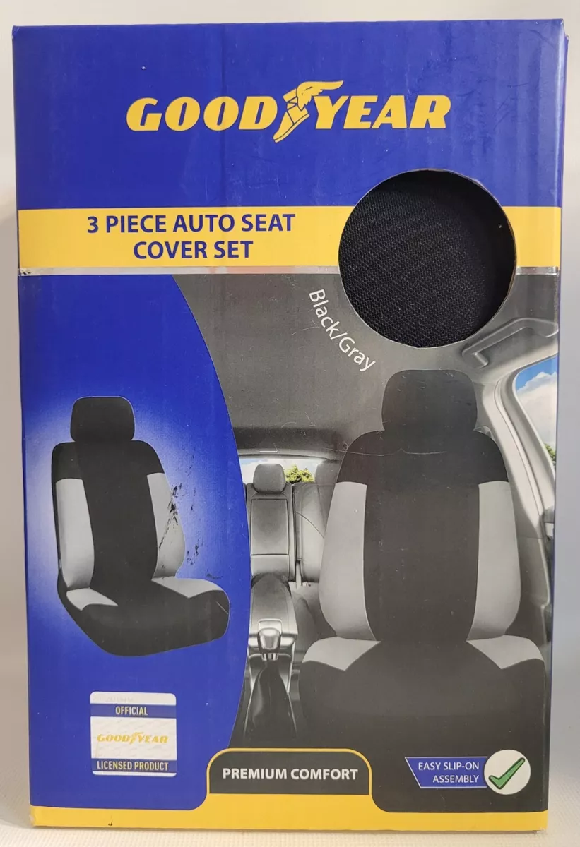 Goodyear 3 Piece Auto Seat Cover Set Black Gray