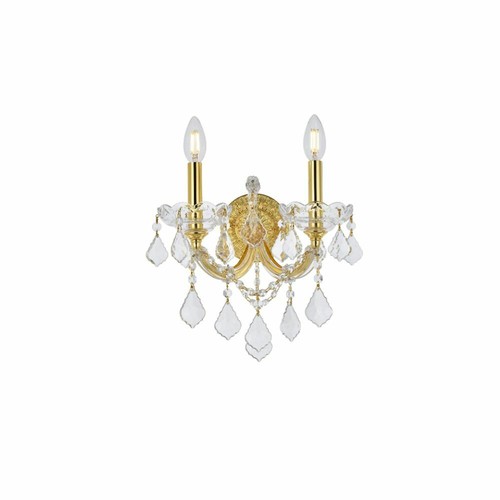 CRYSTAL WALL SCONCE GOLD MARIA THERESA DINING LIVING ROOM BEDROOM 2 LIGHT 16 in - Picture 6 of 9