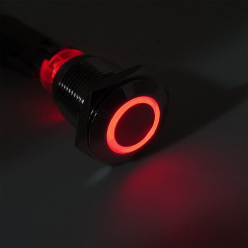 Red 16mm Round Push Button Switch Momentary 12V - 24V Ring LED Light + Connector - Picture 3 of 10