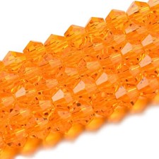 50 Bulk Beads Faceted Bicone Orange Wholesale Beads 4mm Lot Cone