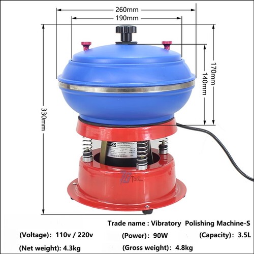 Vibratory Polisher Jewelry Vibrating Tumbler Tumbling Polishing Machine 110/220V - Picture 3 of 14