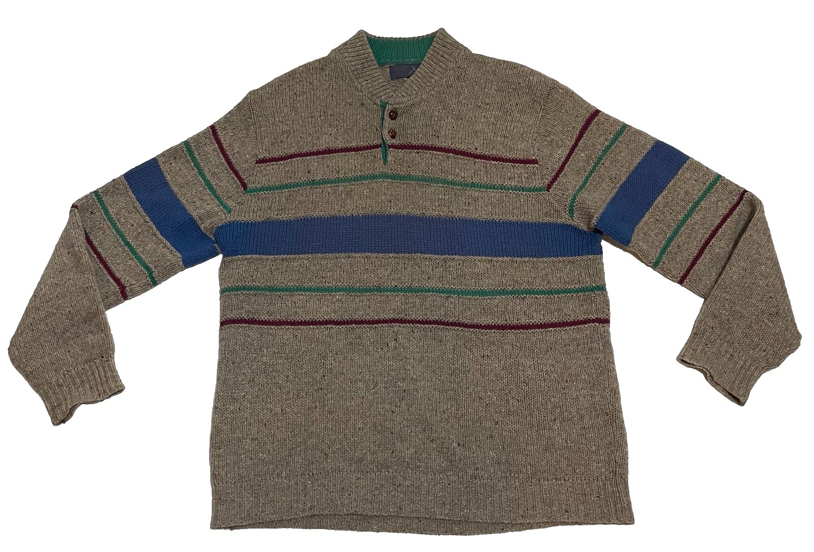 Vintage Pendleton Wool Pullover Striped Tan Multi… - image 1