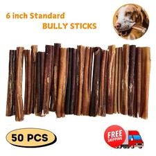 6" Bully Sticks for Dogs, PETPURO USA Made All-Natural Long-Lasting Chews 50 PCS
