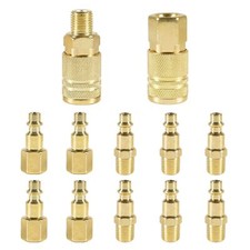 12Pcs Air Coupler and Plug Kit 1/4 Inch NPT Brass Air Hose Fittings Brass Quick