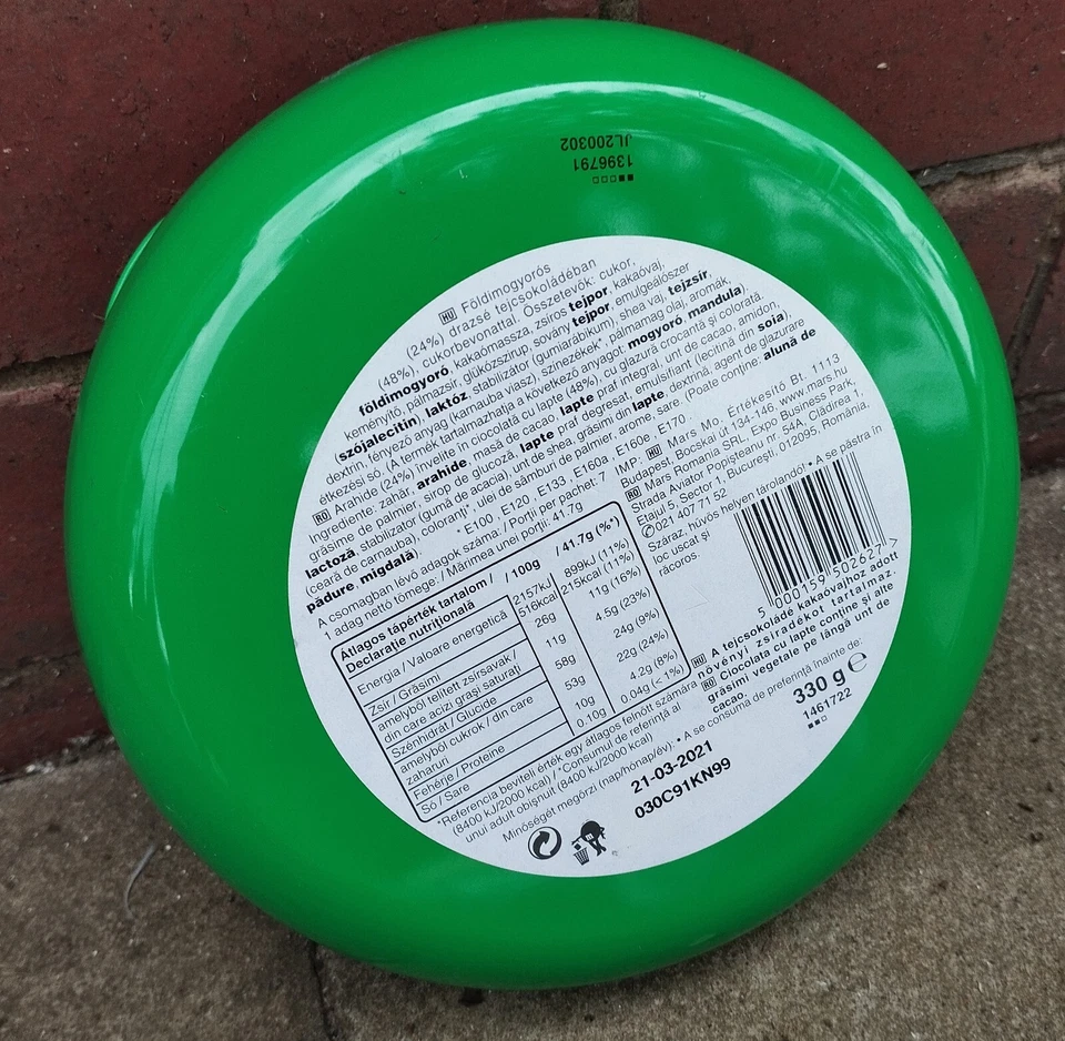 M&M's Round Metal Snap Shut Collectors Box Tin Container EMPTY 18.5cm - Image 2 of 3