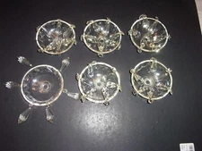 6  Vintage Crystal  Bobeches w/Faceted Prisms 