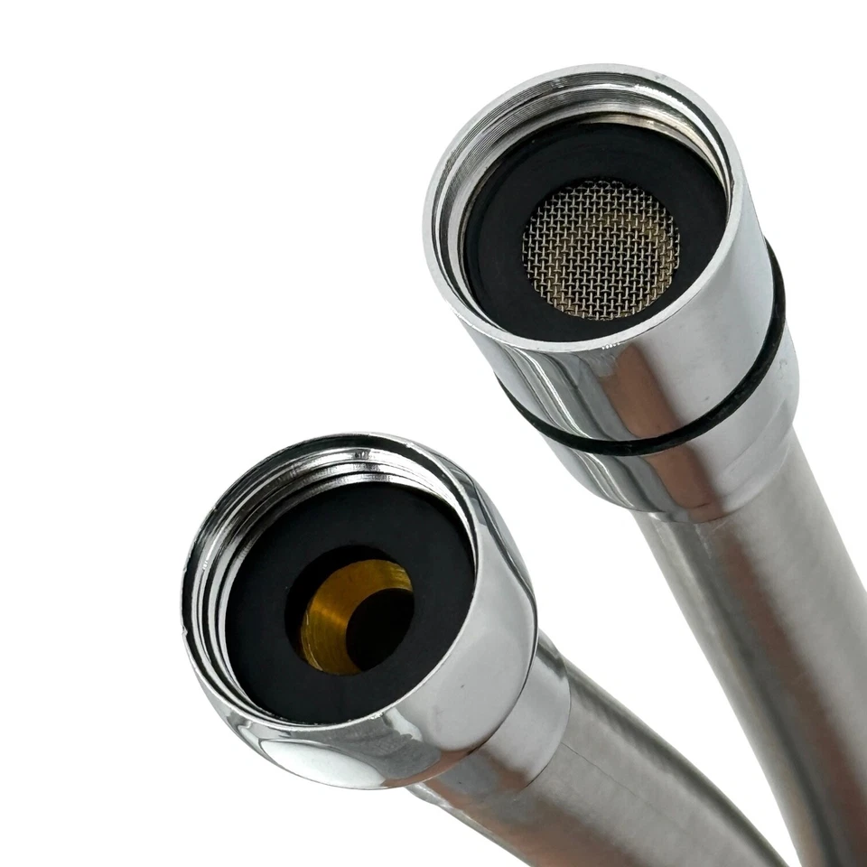 150 CM Silber PVC Duschschlauch mit Messingverschraubung & O-Ring - Universal - Bild 2 von 3