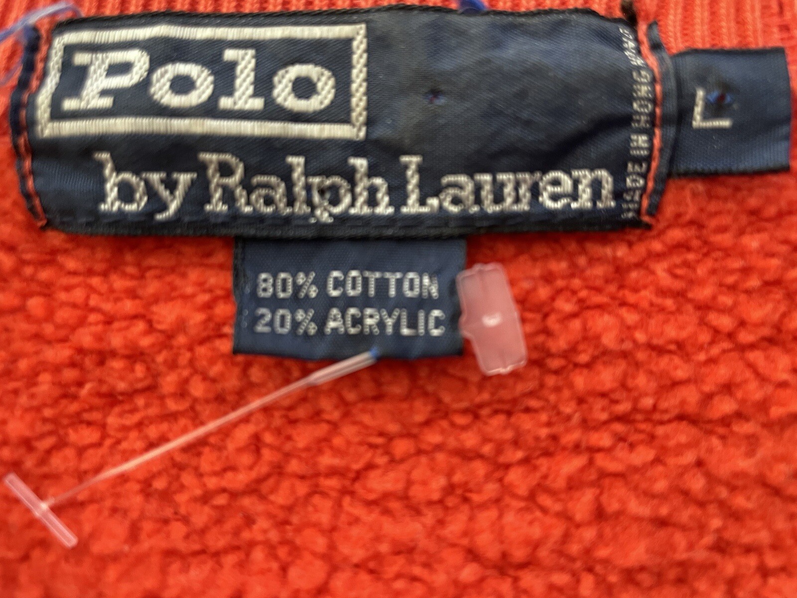 Polo by Ralph Lauren arancione felpa girocollo blu navy pony L grande striscia sportiva