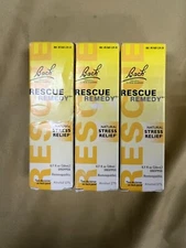 3 New Bach Rescue Remedy Natural Stress Relief - 0.7oz Each Box Exp. 03/2029