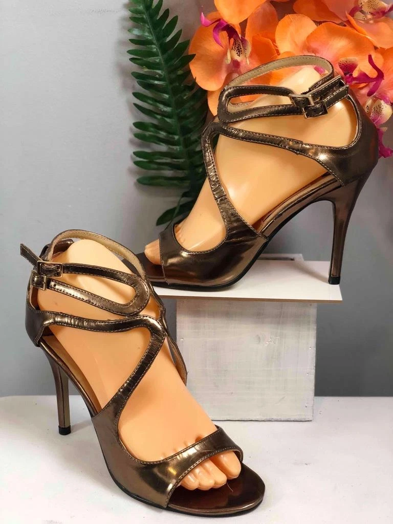 Womens Strappy 4 Inch Heel Bronze Brown Kenneth Cole Reaction Size 5.5 |  eBay