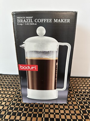 Bodum Caffettiera French Press 8 Cup Coffee Maker in White - 34 fl oz, New