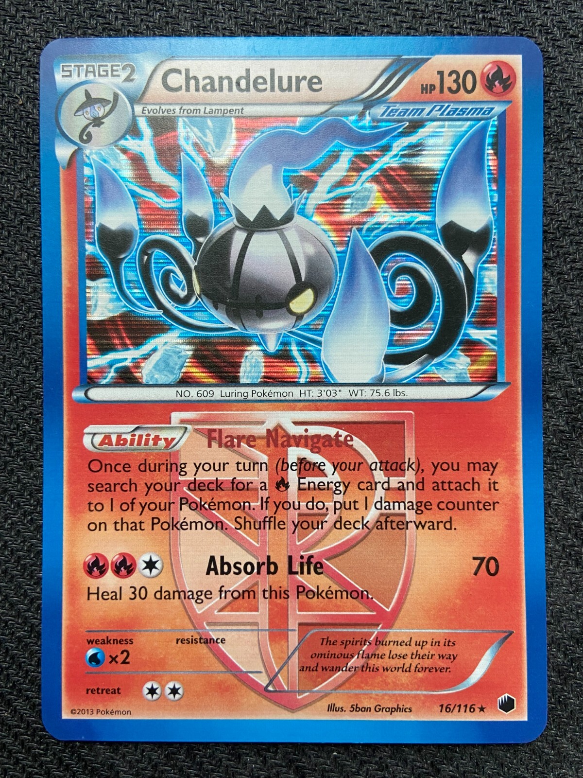 Pokemon 2013 Black & White Plasma Freeze Chandelure 16/116 - Holo Rare LP