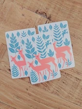 Set of 2 Vintage Midcentury Deer Playing Cards, Trade Swap Cards, Christmas 