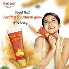Vicco Turmeric Skin Cream with Sandalwood Oil for Glowing, Acne Free Skin 80gm