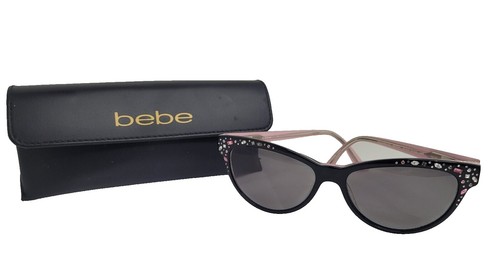 Bebe BB7208 710 Sunglasses Square Cat Eye Metal Gold Purple 