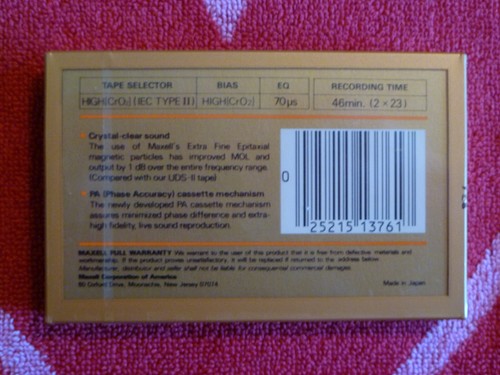 MAXELL XL II 46 MINUTE BLANK AUDIO EXTRA FINE EPITAXIAL CASSETTE TAPE *NEW* - Picture 2 of 2