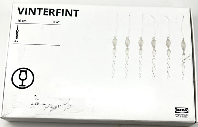 NIB IKEA VINTERFINT Hanging Ornaments 6 Icicle-Shaped Clear/Frosted Glass 6 ¼ ''