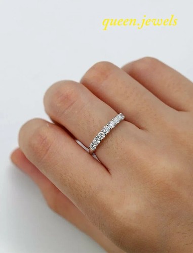 Laborgefertigter halber Ewigkeits-Ehering 2 kt Rundschliff 14 K Weißgold-Finish - Bild 4 von 5
