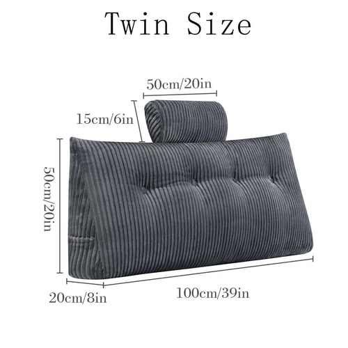 Wedge Headboard Pillow Triangle Cushion Sofa Waist Support with Neck Roll Pillow - Picture 2 of 66