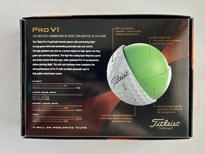 Brand New Titleist PRO V1 White Golf Balls, 12 Pack, Play No. 5, 6
