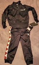 2T Hurley Kids Zip-Up Jacket Pants Set Joggers Black White Red Toddler 2 Pc
