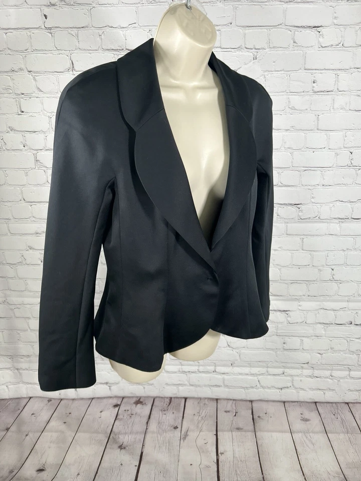 Chaqueta Blazer De Colección Victor Costa Para Nahdree Negra Sólida Botón Único Para Mujer’s 12 Foto 2 de 4