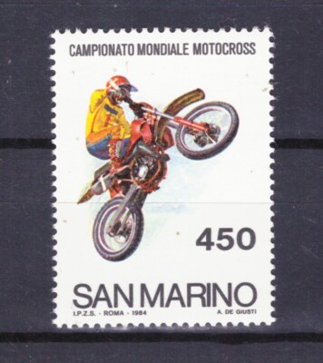 Francobolli San Marino 1984 Campionato Mondiale Motocross 450 Lire