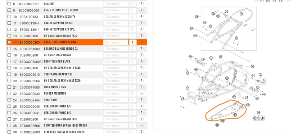 NUEVO KTM MARCO PROTECCIÓN INFERIOR 450 505 525 XC SX ATV 2009-2012 83003090200 Foto 2 de 4