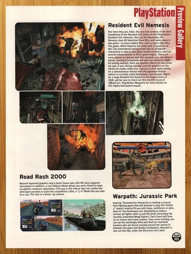 1999 Resident Evil Nemesis/Warpath Jurassic Park PS1 PREVIEW Print Ad/Poster Art