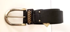 Fossil Mens Black Leather Belt Medium Studs on Belt Loop