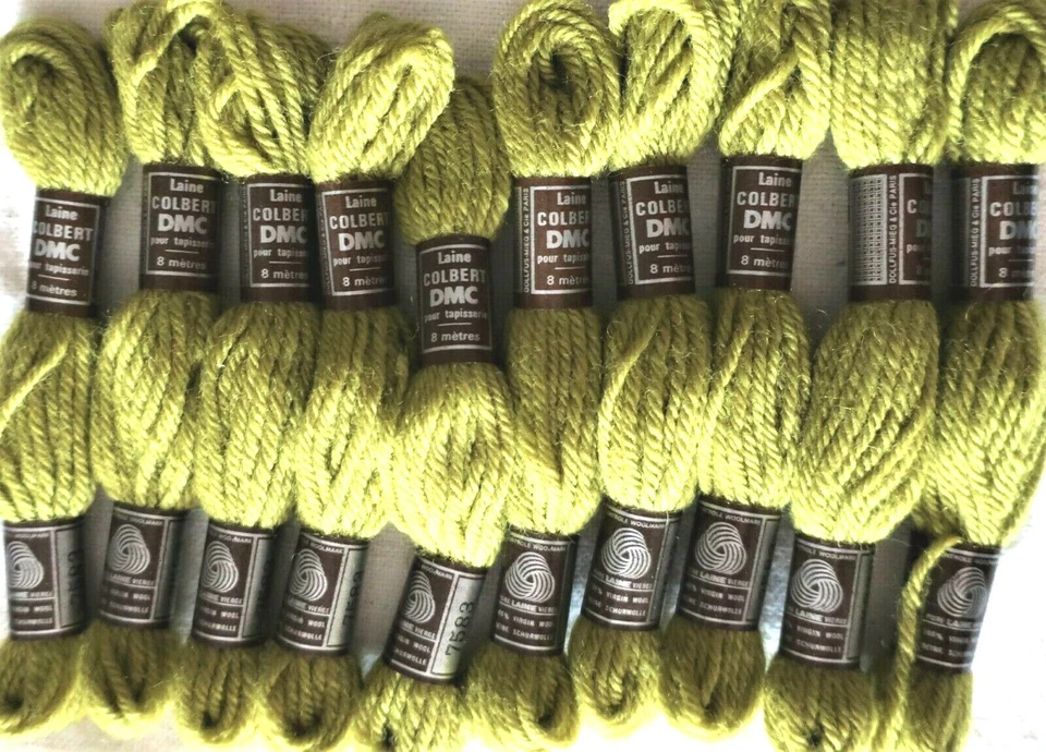 10 - VTG DMC WOOL TAPESTRY YARN - # 7583 LIGHT OLIVE GREEN - Image 2 of 3