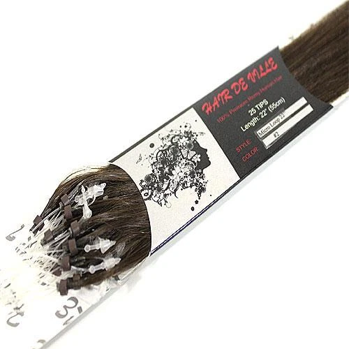 200 Extensiones de cabello humano Remy indio punta I cuentas anillo micro lazo marrón oscuro #2 Foto 3 de 4