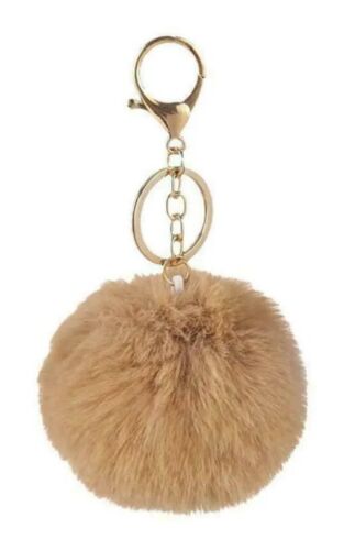 Faux Rabbit Fur Ball PomPom Charm Brown Tribble Keychain Puff Dangle Lot Of 19