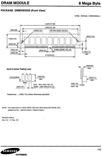 KMM5362003CG-7 Samsung 8MB Simm Fast Page Mode DRAM Module Memory 72-Pin 70n/s - Picture 12 of 12