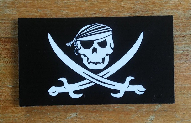 Pirate Calico Jack White on Black Night Vision Hook Backin Morale Military Patch