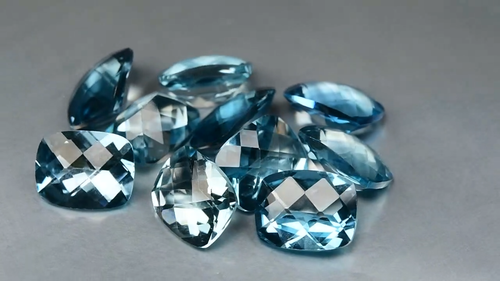 Topacio azul Londres 10 piezas 9 X 7 mm calibrado corte cojín piedras preciosas naturales Brasil - Vídeo 1 de 1