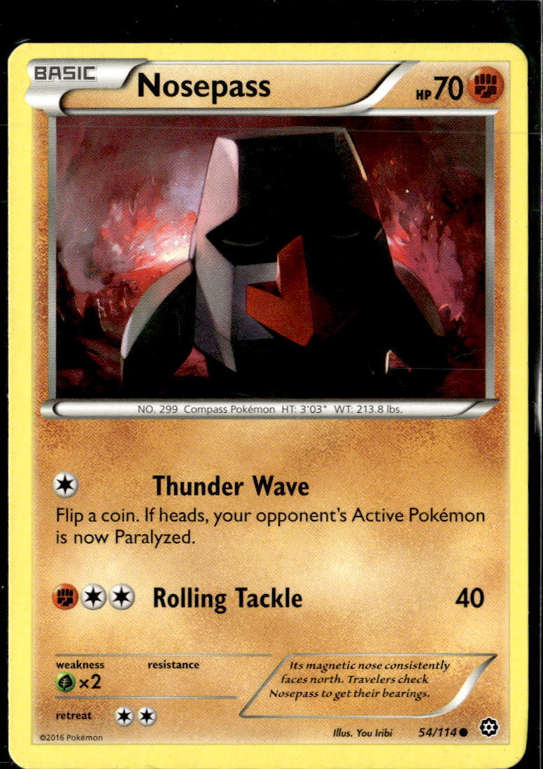 Pokemon Nosepass 54/114 Steam Siege Non Holo Common  2 Card Lot LP