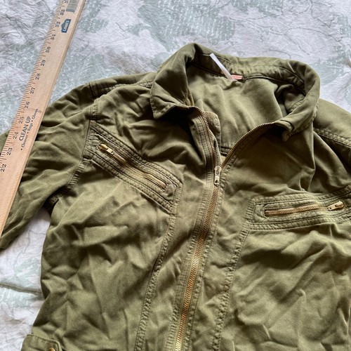 Free People Twill Aviator Romper Sz 2 Women’s Olive Green Zip Detail $128 - Picture 8 of 8