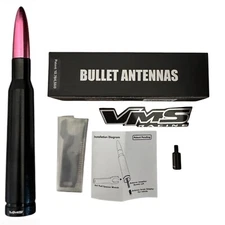 VMS Black Bullet Antenna with Pink Tip and Adapter for Silverado 2007 and Newer