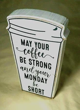 Wooden Vintage look Coffee Cup Decoration 6.5" Quill to Paper by Sixtrees