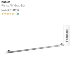 Kohler Purist (11897-S) 48" Grab Bar Polished Stainless Finish 