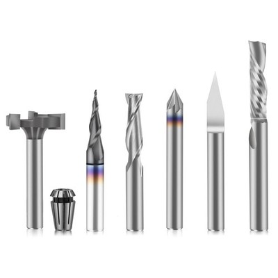 1/4'' Shank CNC Router Bit Essential Kit Includes 1/4'' ER11 Collet, V-bit, End...