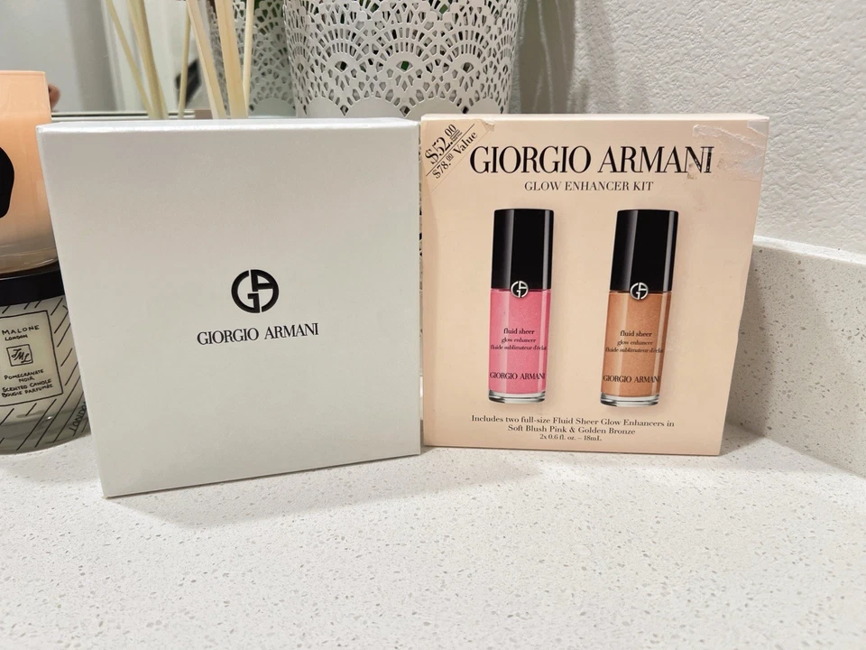 Giorgio Armani Fluido Brillo Transparente 2 piezas AET #8 Rubor Suave Rosa y #10 Bronce Dorado Foto 4 de 4