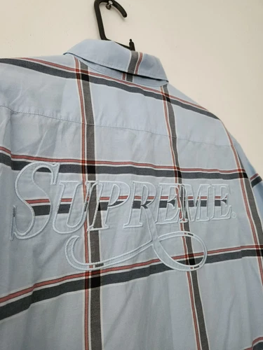 Chemise légère à carreaux SS21 Supreme S/S taille L grande boutonnée bleue